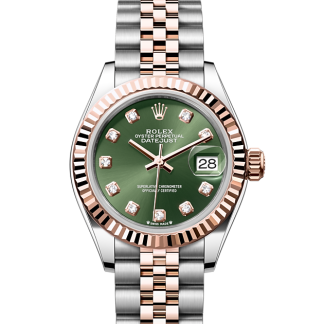 Damskie szwajcarskie repliki zegarków Rolex Lady-Datejust Oystersteel i Everose Gold M279171-0007