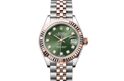 Damskie szwajcarskie repliki zegarków Rolex Lady-Datejust Oystersteel i Everose Gold M279171-0007