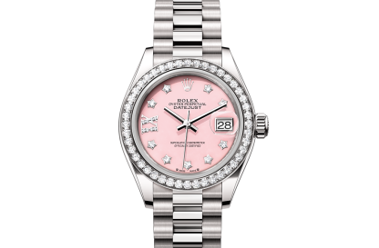 Damskie szwajcarskie repliki zegarków Rolex Lady-Datejust białe złoto i diamenty M279139RBR-0002