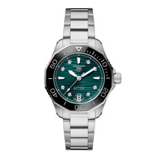 Damskie szwajcarskie repliki zegarków TAG Heuer Aquaracer Professional 300 36mm Zegarek damski Zielony Stal nierdzewna WBP231G.BA0618