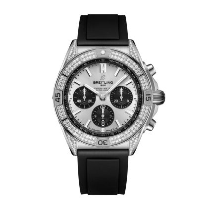 Męskie szwajcarskie repliki zegarków Breitling Chronomat B01 42mm Zegarek męski Srebrny Kauczuk AB0134721G1S1