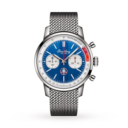 Męskie szwajcarskie repliki zegarków Breitling Top Time B01 Classic Cars Shelby Cobra 41mm Męski zegarek z siatkowym paskiem AB01763A1C1A1