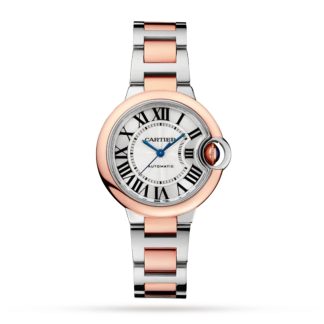 Męskie szwajcarskie repliki zegarków Cartier Ballon Bleu De Cartier Zegarek 33mm Mechaniczny Mechanizm z Automatycznym Nakręcaniem Stal Różowe Złoto Stal i Różowe Złoto W2BB0032