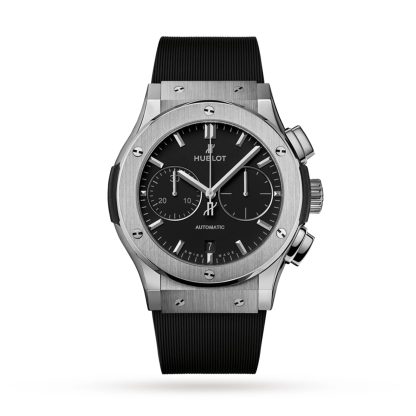 Męskie szwajcarskie repliki zegarków Hublot Classic Fushion Chronograph Titanium 45mm Rubber 521.NX.1171.RX