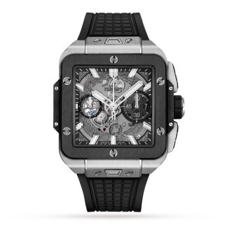 Męskie szwajcarskie repliki zegarków Hublot Square Bang Unico Titanitum Ceramic 42mm Zegarek Męski Guma 821.NM.0170.RX