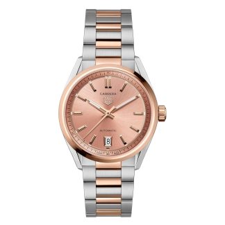 Męskie szwajcarskie repliki zegarków TAG Heuer Carrera Date 36mm Zegarek damski Rose Gold ze stali nierdzewnej i 18-karatowego różowego złota WBN2350.BD0000