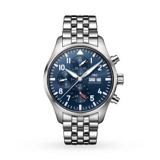 Męskie szwajcarskie repliki zegarków Zegarek IWC Pilots Chronograph 43 mm ze stali nierdzewnej IW378004