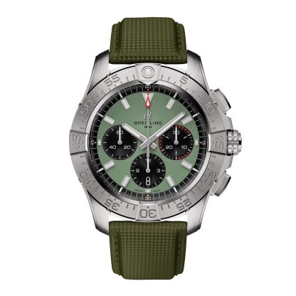 Najlepsze repliki zegarków UK Breitling Avenger Chronograph B01 44mm Zegarek męski Zielona skóra cielęca AB0147101L1X1