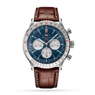 Najlepsze repliki zegarków UK Breitling Navitimer B01 Chronograph 46 Zegarek ze stali nierdzewnej Aligator AB0137211C1P1