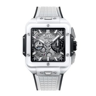 Najlepsze repliki zegarków UK Hublot Square Bang Unico White Ceramic 42mm Rubber 821.HX.0170.RX