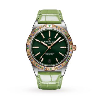 Najlepsze szwajcarskie repliki Breitling Chronomat Automatic 36 South Sea Green Zegarek damski na skórzanym pasku Aligator U10380611L1P1