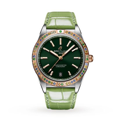 Najlepsze szwajcarskie repliki Breitling Chronomat Automatic 36 South Sea Green Zegarek damski na skórzanym pasku Aligator U10380611L1P1