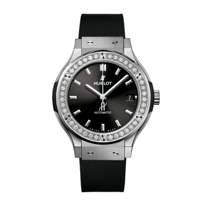 Replika nadgarstka Hublot Classic Fusion Titanium Diamonds 38mm Rubber 565.NX.1470.RX.1204