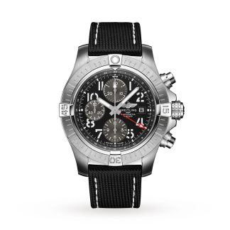 Repliki zegarków vs prawdziwe Breitling Avenger Chronograph GMT 45 Skórzany pasek ze stali nierdzewnej Skórzany zegarek A24315101B1X2