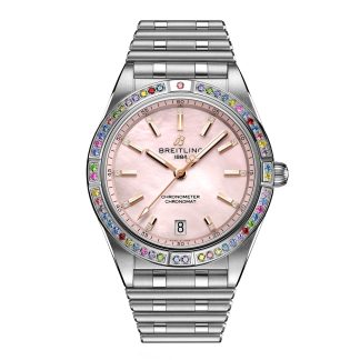 Repliki zegarków vs prawdziwe Breitling Chronomat Automatic 36 South Sea Pink Stainless Steel Bracelet Ladies Watch Stainless Steel G10380BB1K1G1