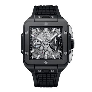 Repliki zegarków vs prawdziwe Hublot Square Bang Unico Black Magic 42mm Rubber 821.CI.0170.RX