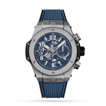 Super podróbki zegarków 1:44 Hublot Big Bang Unico Titanium Blue 44mm Zegarek męski Rubber 421.NX.5170.RX