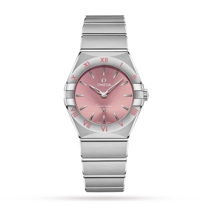 Super podróbki zegarków 1:5 Omega Constellation Quartz Steel 28mm zegarek damski różowy stal nierdzewna O13110286011001