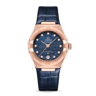 Super podróbki zegarków 1:6 Omega Constellation Co-Axial Master Chronometer 29mm Zegarek damski Niebieska skóra O13153292099001