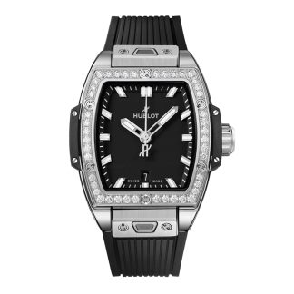 Super repliki zegarków 1:8 Hublot Spirit Of Big Bang Steel Diamonds 32mm Rubber 682.SX.1170.RX.1204