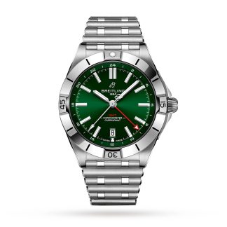 Szwajcarskie repliki zegarków cena Breitling Chronomat Automatic GMT 40 Green Dial Watch Stainless Steel A32398101L1A1