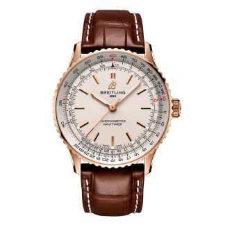 Szwajcarskie repliki zegarków cena Breitling Navitimer Automatic 41mm Zegarek Męski Srebrny 18k Różowe Złoto Aligator R17329F41G1P1