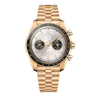 Szwajcarskie repliki zegarków cena Omega Speedmaster Chronoscope Paris 2024 Olympics 43mm Zegarek męski Moonshine Gold 18ct żółte złoto O52260435102001