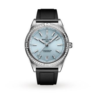 Szwajcarskie repliki zegarków tanie Breitling Chronomat Automatic 36 Stal nierdzewna 18-karatowe szare złoto Gumowy pasek Ice Blue G10380591C1S1