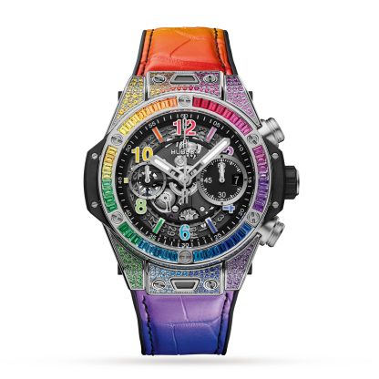 Szwajcarskie repliki zegarków tanie Hublot Big Bang Unico Titanium Rainbow 42mm Alligator 441.NX.1117.LR.0999