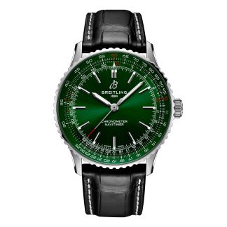 Szwajcarskie repliki zegarków tanie Zegarek męski Breitling Navitimer Automatic 41 mm Green Alligator A17329371L1P1