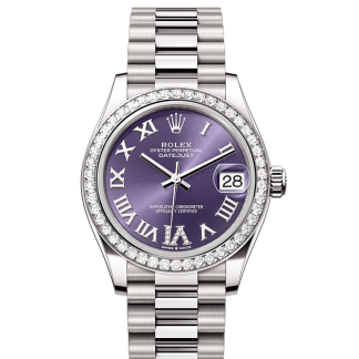 Tanie szwajcarskie repliki zegarków Rolex Datejust 31 białe złoto i diamenty M278289RBR-0019