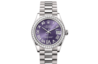 Tanie szwajcarskie repliki zegarków Rolex Datejust 31 białe złoto i diamenty M278289RBR-0019