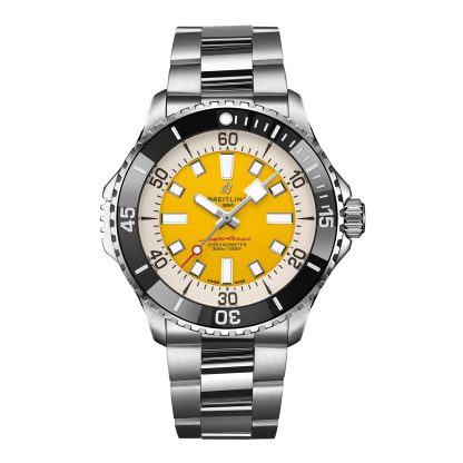 gorąca sprzedaż luksusu Breitling Superocean Automatic Code Yellow UK Edition 46mm Zegarek męski Żółty Stal nierdzewna A173781A1I1A1