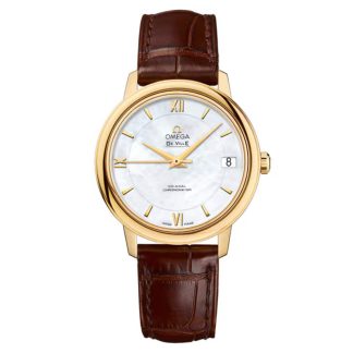 hurtowy luksus Omega De Ville Prestige 33mm Żółte Złoto Na Skórzanym Pasku Aligator O42453332005002