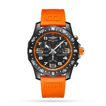 hurtowy projektant Zegarek Breitling Endurance Pro 44 mm z pomarańczowym gumowym paskiem X82310A51B1S1