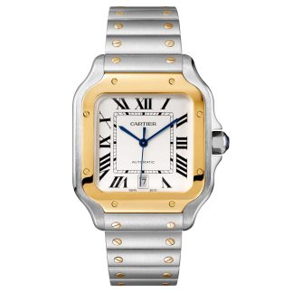 kopie tanie ebay Cartier Santos De Cartier Zegarek Duży Model Automatyczny Mechanizm Żółte Złoto Stal Wymienne Metalowe I Skórzane Bransoletki Stal W2SA0009