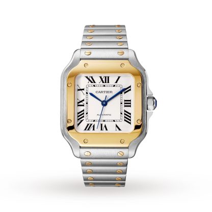 kopie tanie ebay Cartier Santos De Cartier Zegarek Średni Model Automatyczny Mechanizm Żółte Złoto Stal Wymienne Metalowe I Skórzane Bransoletki Stal W2SA0016