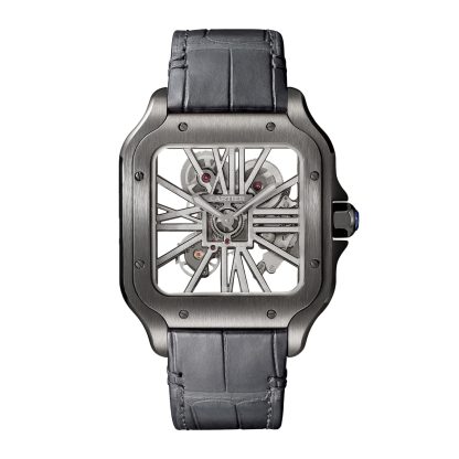 kupić luksus Cartier Santos De Cartier Skeleton Watch Alligator WHSA0009