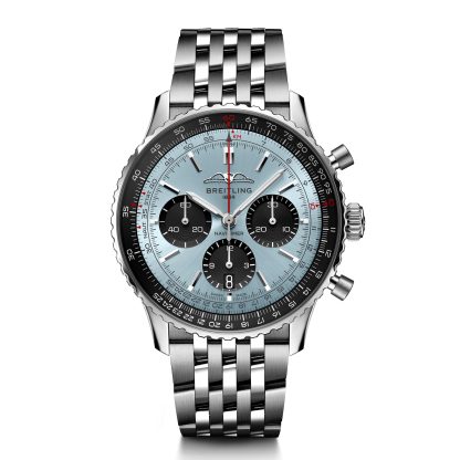 luksusowa replika Breitling Navitimer B01 Chronograph 43 Zegarek ze stali nierdzewnej w kolorze Ice Blue AB0138241C1A1