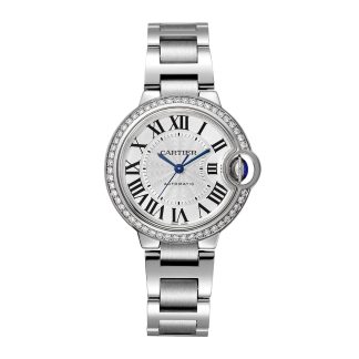 luksusowa replika Cartier Ballon Bleu De Cartier Zegarek 33mm Mechaniczny mechanizm z automatycznym naciągiem Stal Diamenty Stal W4BB0023