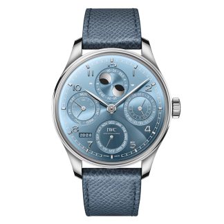 luksusowa replika IWC Portugieser Perpetual Calendar 44 Blue Horizon Calfskin IW503703