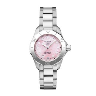 luksusowa replika TAG Heuer Aquaracer 30mm Zegarek damski Strawberry Pink The Watches Of Switzerland Group Ekskluzywna stal nierdzewna WBP2416.BA0622