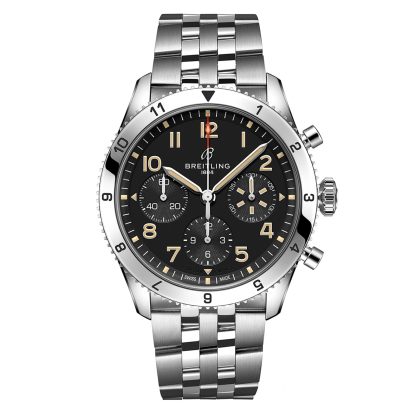 moda luksusowa Breitling Classic AVI Chronograph 42 P-51 Mustang Zegarek ze stali szlachetnej A233803A1B1A1