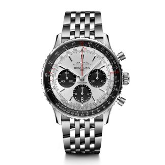 moda luksusowa Breitling Navitimer B01 Chronograph 43 Srebrny zegarek ze stali nierdzewnej AB0138241G1A1