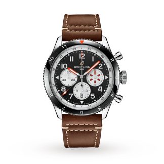 moda luksusowa Breitling Super AVI B04 Chronograph GMT 46 Mosquito Zegarek skórzany YB04451A1B1X1