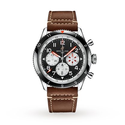 moda luksusowa Breitling Super AVI B04 Chronograph GMT 46 Mosquito Zegarek skórzany YB04451A1B1X1