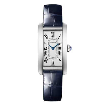 moda luksusowa Zegarek Cartier Tank Américaine Mały model Mechanizm kwarcowy Stal Skóra Aligator WSTA0082