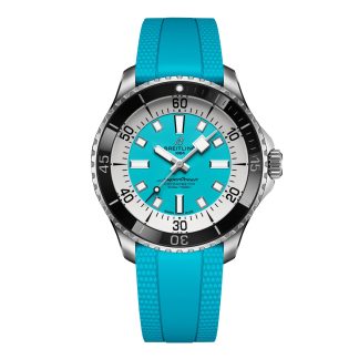 podrobiony projektant Breitling Superocean Automatic 44mm Zegarek Męski Turkusowy Guma Guma A17376211L2S2