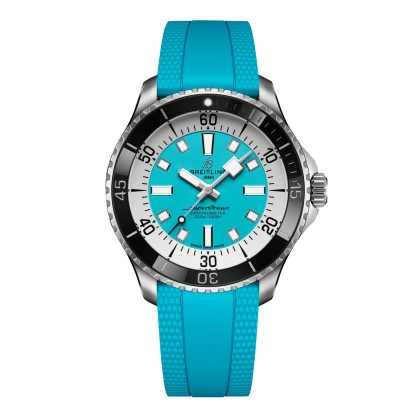 podrobiony projektant Breitling Superocean Automatic 44mm Zegarek Męski Turkusowy Guma Guma A17376211L2S2