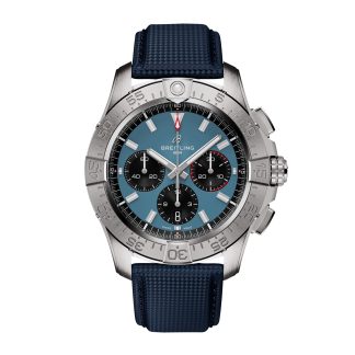 podróbka nadgarstka Breitling Avenger Chronograph B01 44mm Zegarek męski Niebieska skóra cielęca AB0147101C1X1